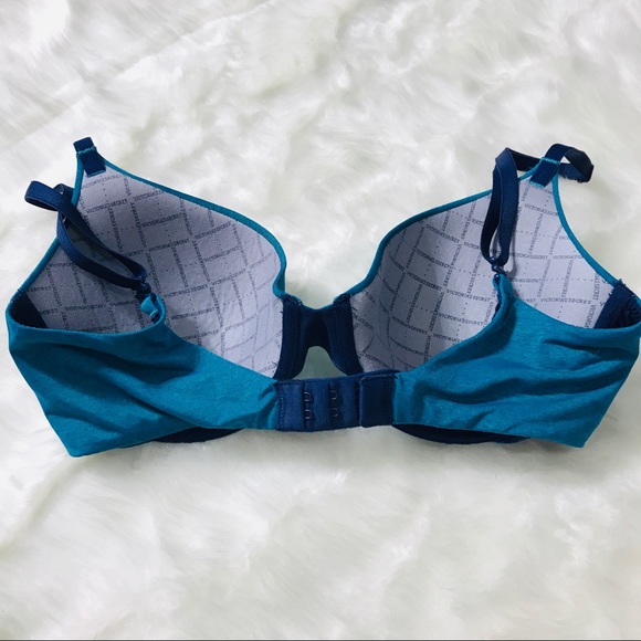 Victoria’s Secret Teal Blue Shimmer Uplift Demi Bra Size 32D - Picture 5 of 8